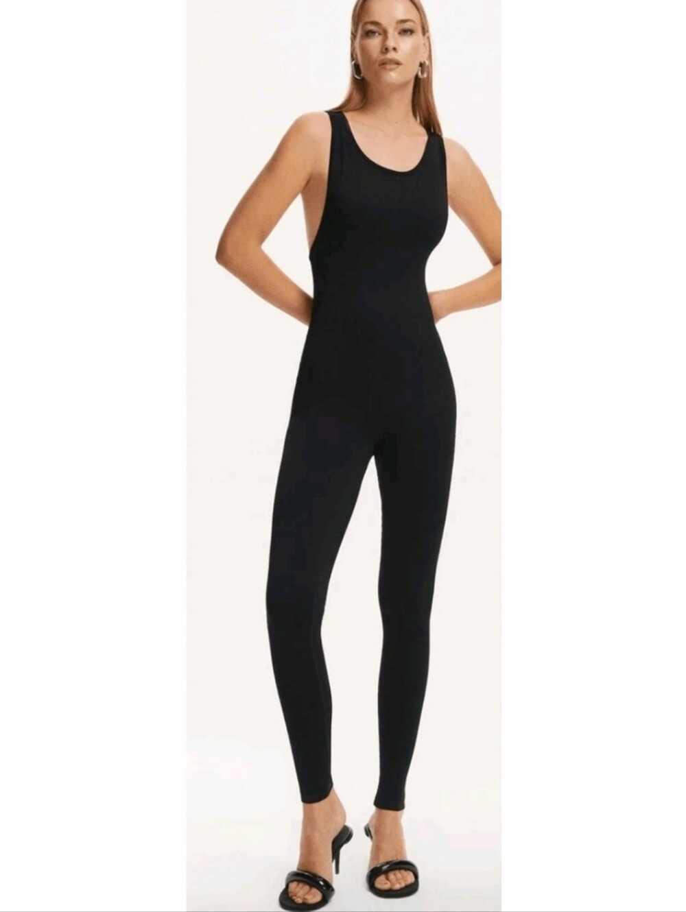 Nocturne Ribbed Halter Neck Open Back Jumpsuit Size Medium/Large In Black NWT